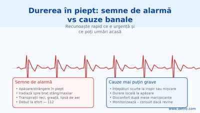 Durerea în piept: semne de alarmă vs cauze banale